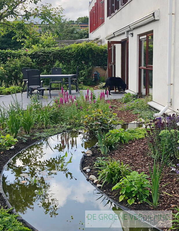 Klimaatbestendige tuin met regenwatervijver in Amersfoort