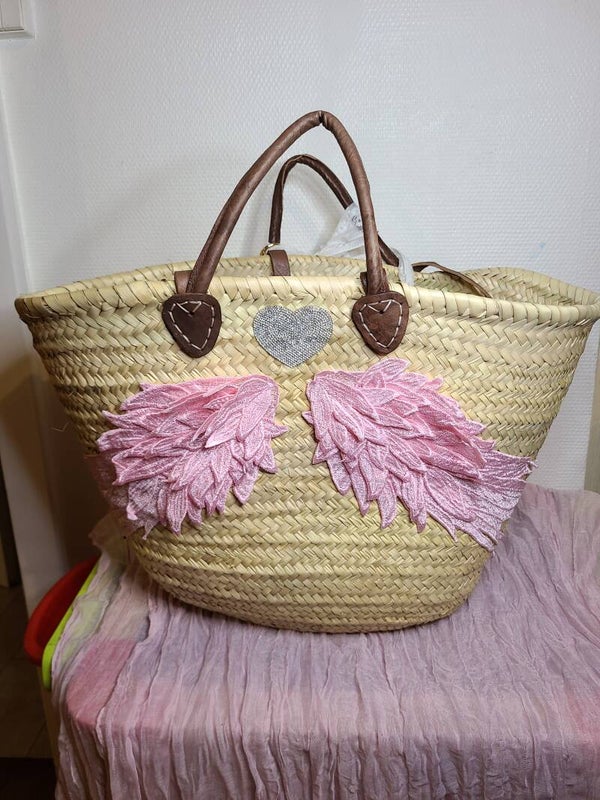Panier ailes roses
