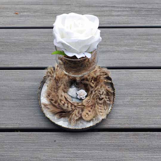 Geschenkeset mit Blume künstlich weiss