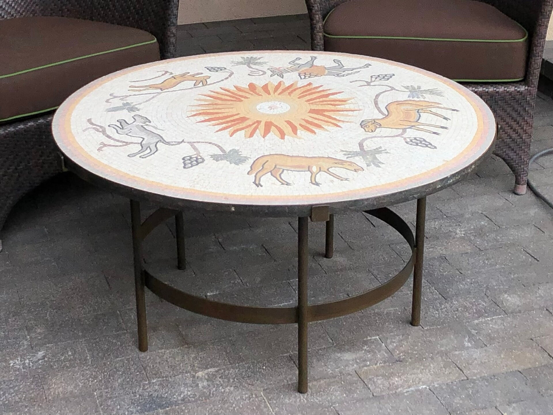 Iron base for clients' mosaic top Santa Fe
