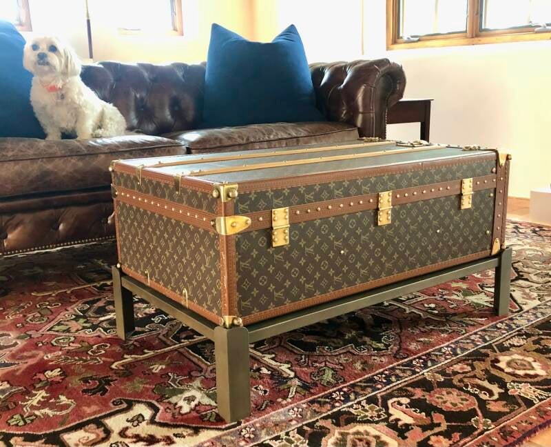 Custom metal trunk stand for Louis Vuitton chest