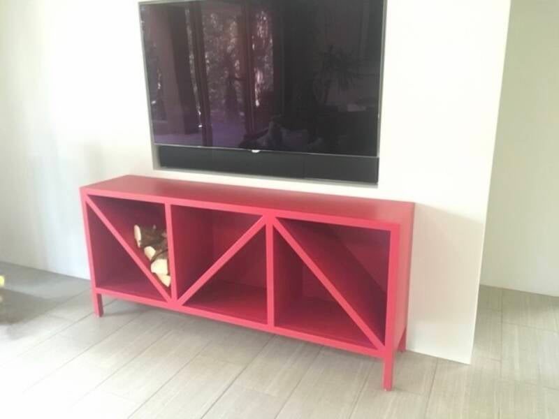 Satin Pink custom steel firewood rack 