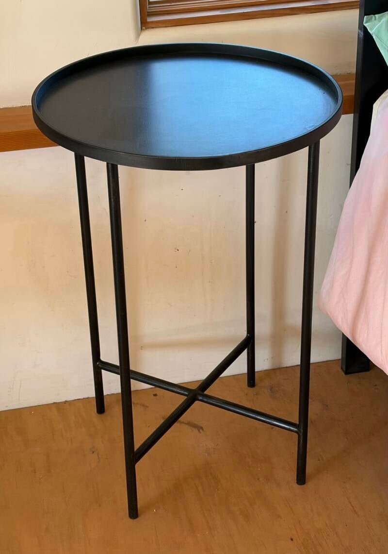 Round bedside table Santa Fe custom metalworks
