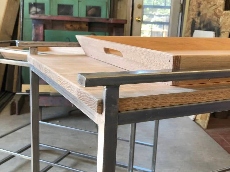 Detail of carpentry work for metal cart 
