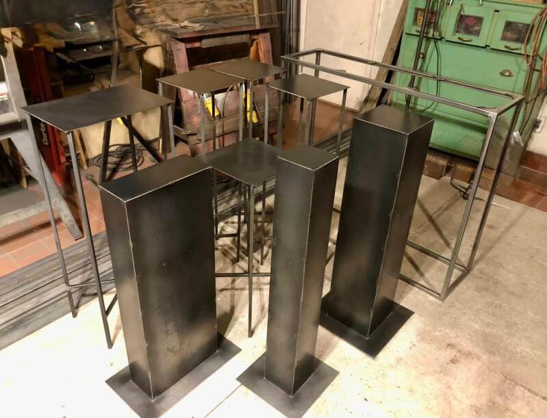 Assorted steel pedestals and stands