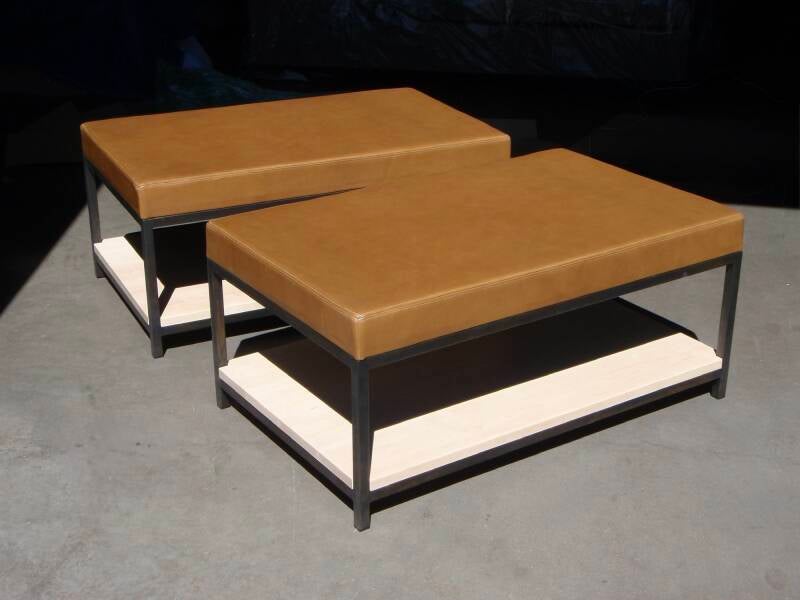 Custom leather, maple and steel tables