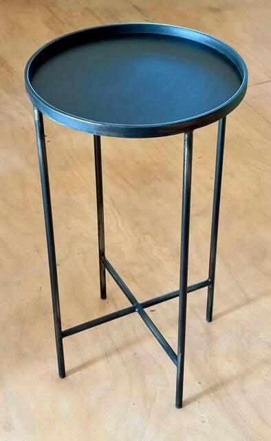 Round metal tray top side table