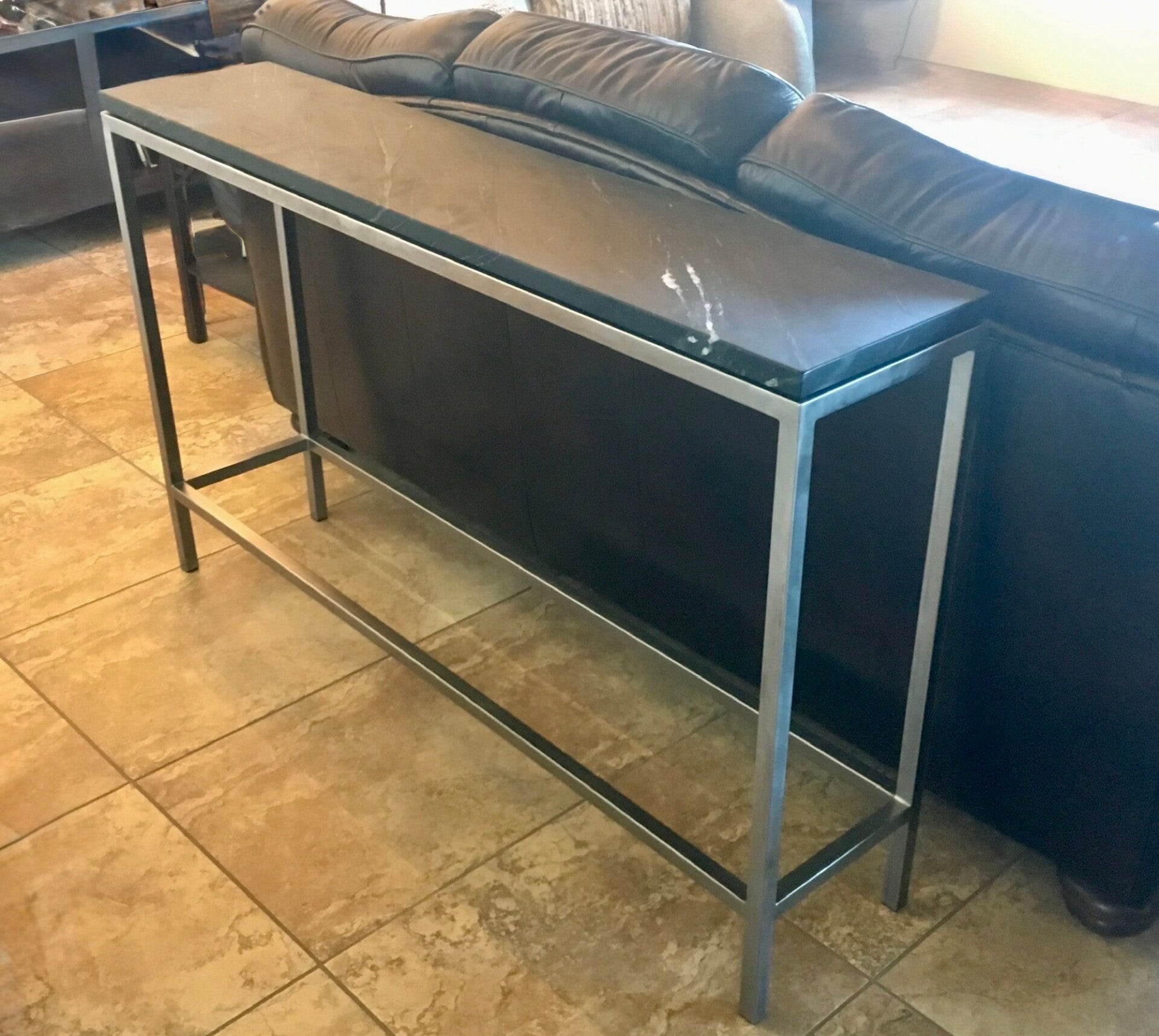 Stone topped  metal Console table