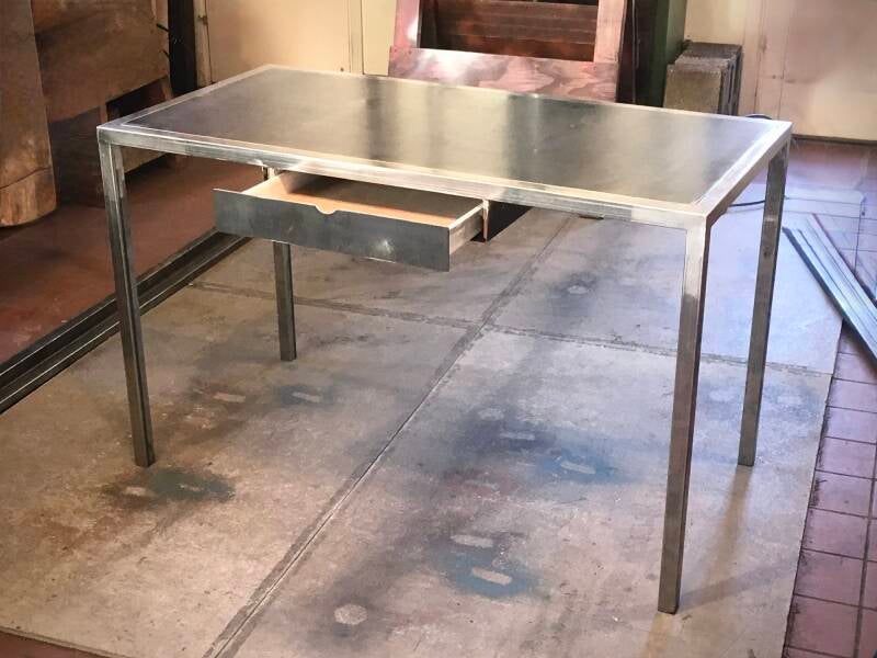 Hand crafted steel desk with drawer for Santa Fe client 