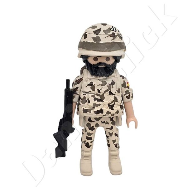 Playmobil Soldado Español Uniforme Color Arena Casco Carta
