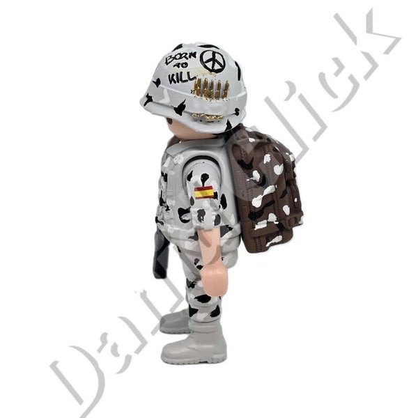 Playmobil Soldado Español Uniforme Color Nieve Casco Cartas