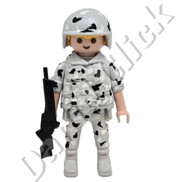 Playmobil Soldado Español Uniforme Color Nieve Casco
