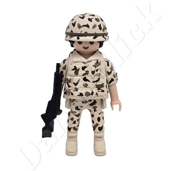 Playmobil Soldado Español Uniforme Color Arena Casco Balas