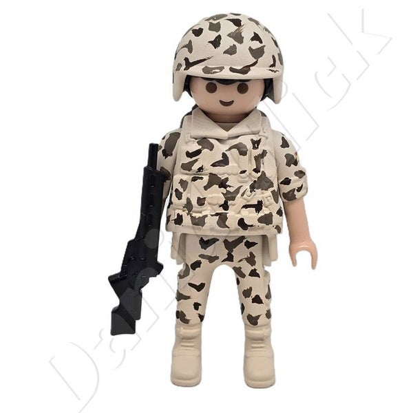 Playmobil Soldado Español Uniforme Color Arena Casco Simple