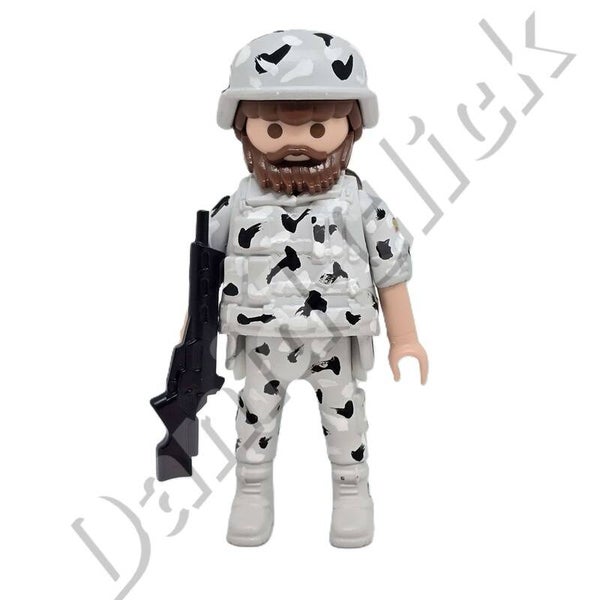 Playmobil Soldado Español Uniforme Color Nieve Casco