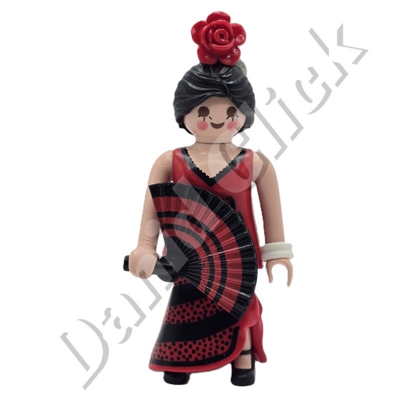 Bailaora flamenca abanico rayas