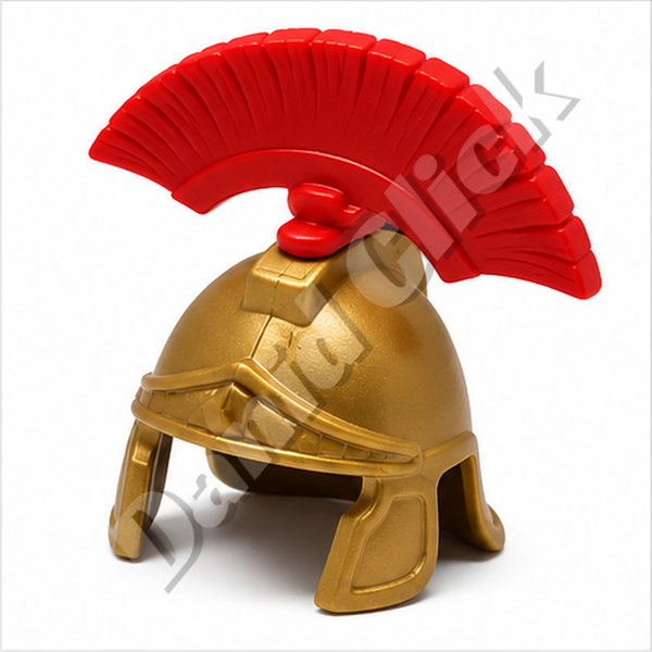 Casco Romano Dorado con Cresta de Centurión Roja