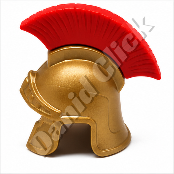 Casco Romano Dorado con Cresta Roja