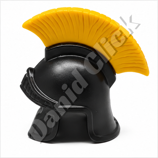 Casco Romano Negro con Cresta Amarilla