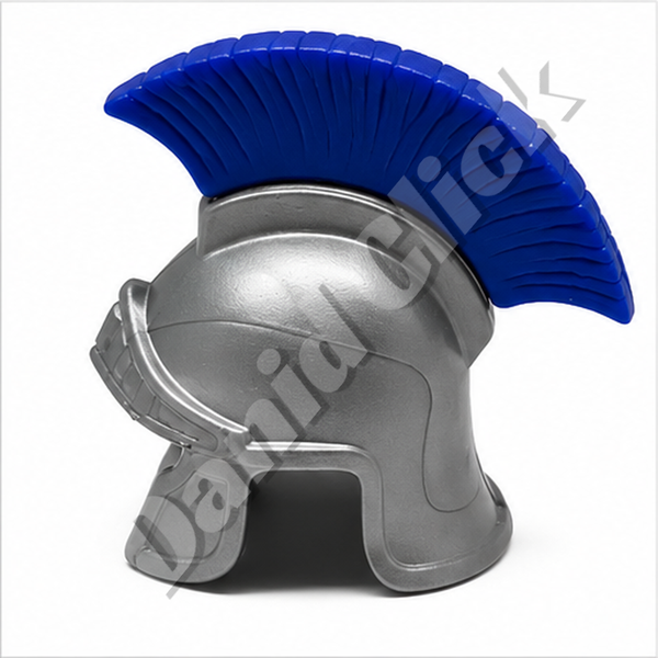 Casco Romano Plateado con Cresta Azul