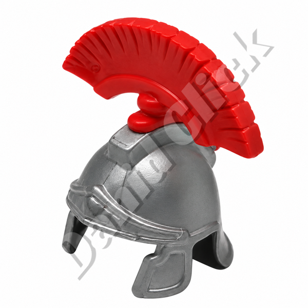 Casco Romano Plateado con Cresta de Centurión Roja