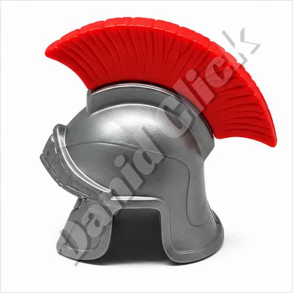 Casco Romano Plateado con Cresta Roja