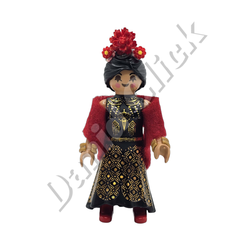 Frida Kahlo Vestido Negro y Oro