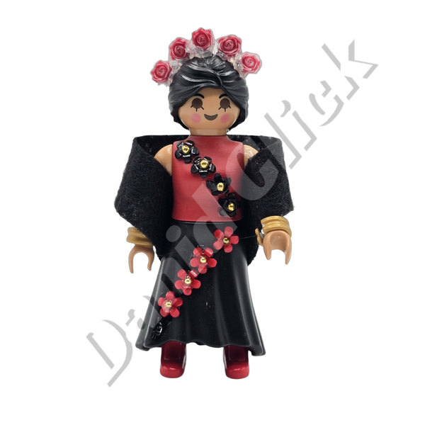 Frida Kahlo Vestido Negro y Rojo