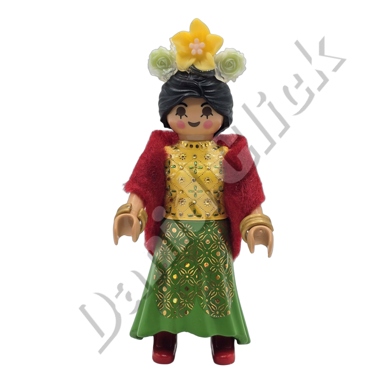Frida Kahlo Vestido Verde y Dorado