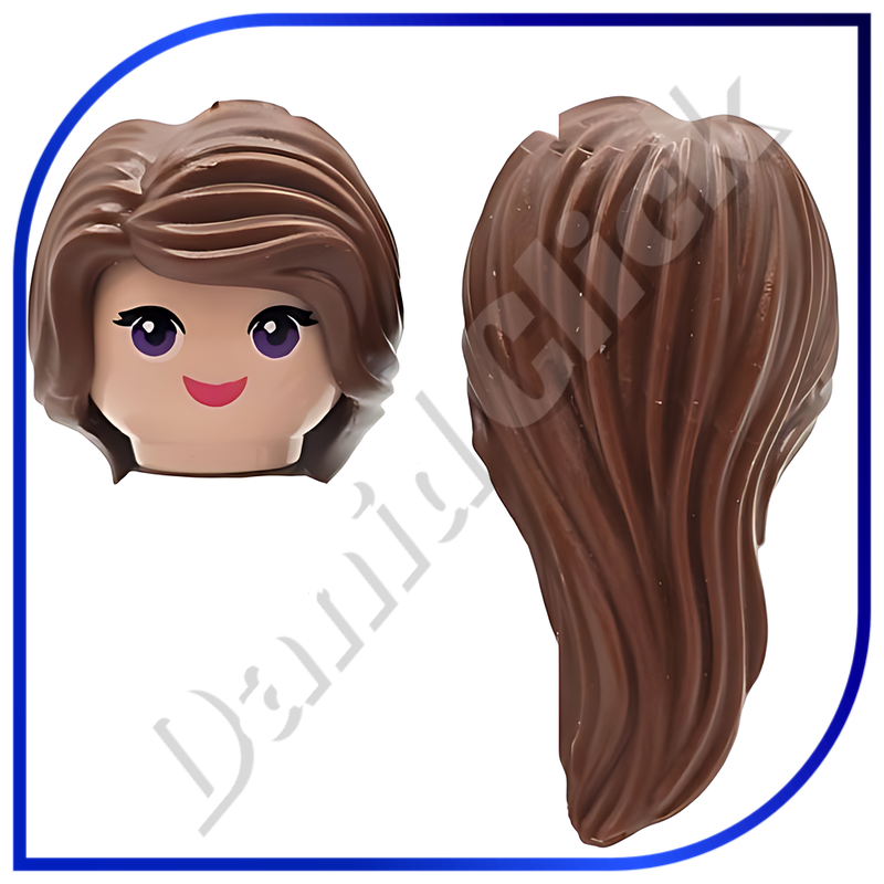 Cabeza con Pelo Castaño