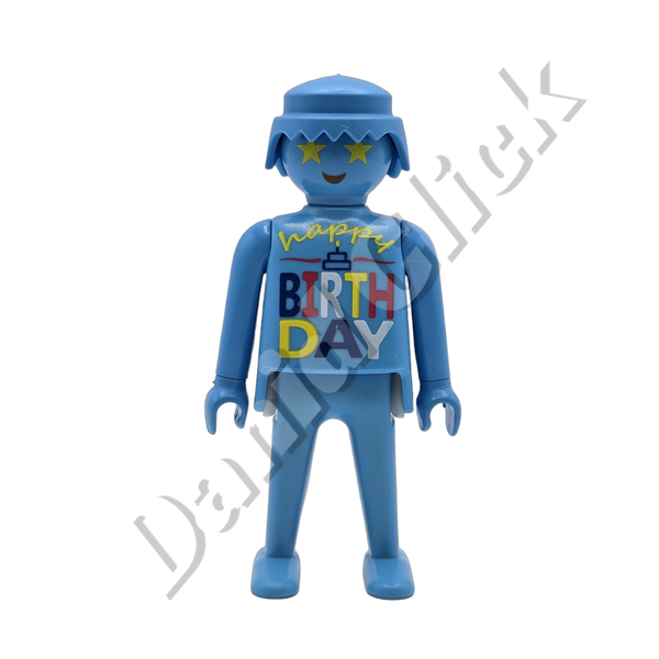 Figura Monocolor Azul Happy Birthday