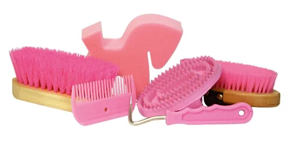 Poetsset van 7 items in Rugtas roze