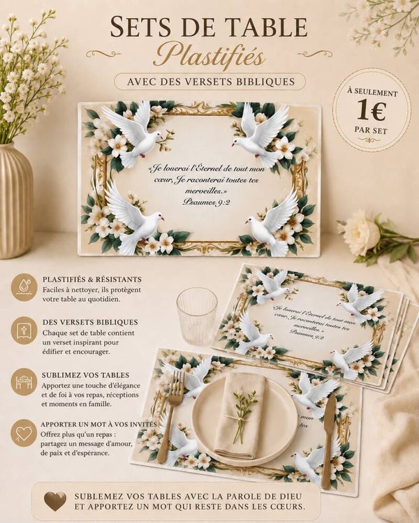 Set de table avec verset biblique