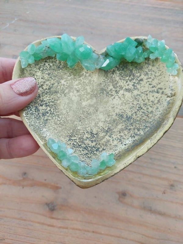 Goudkleurig hartenschaaltje met kristallen