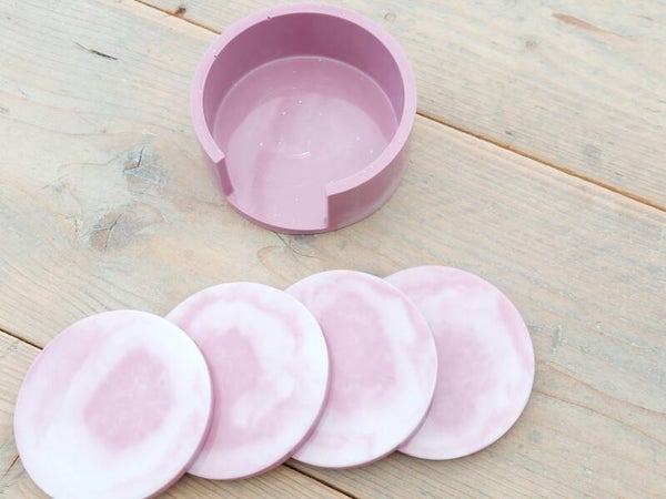 Set van 4 onderzetters met houder Terracotta Pink