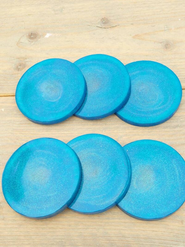 Ronde onderzetter schitterend blauw