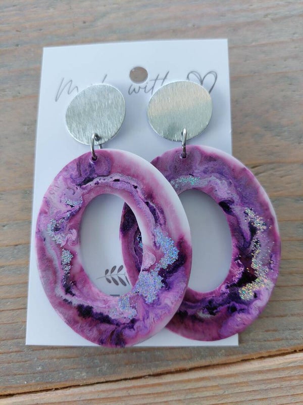 Oorstekers NOVA purple marble