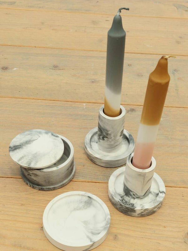 Set kaarsenhouders Marble