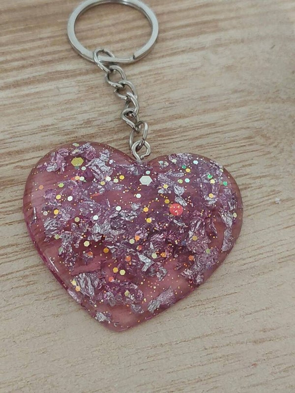 Roze met glitter en zilvervlokken