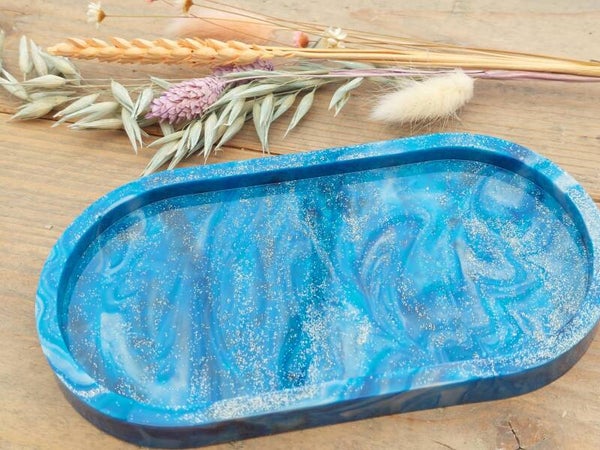 Ovaal schaaltje in blauwtinten