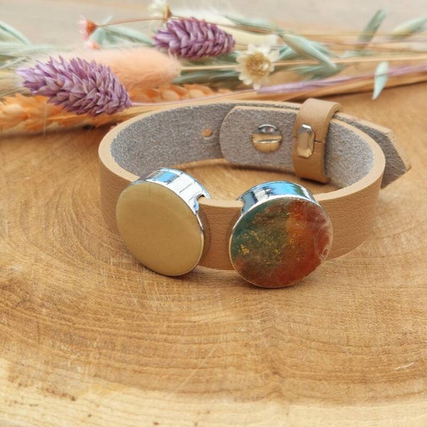 Lederen armband met schuifbedels (Large)