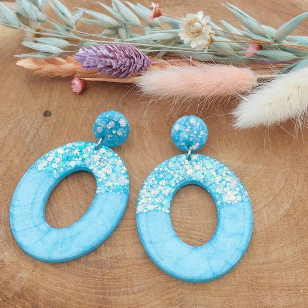 Oorstekers NOVA Babyblue glitter