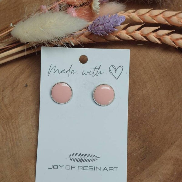 Oorstekers DOTTI zilver/pastelroze