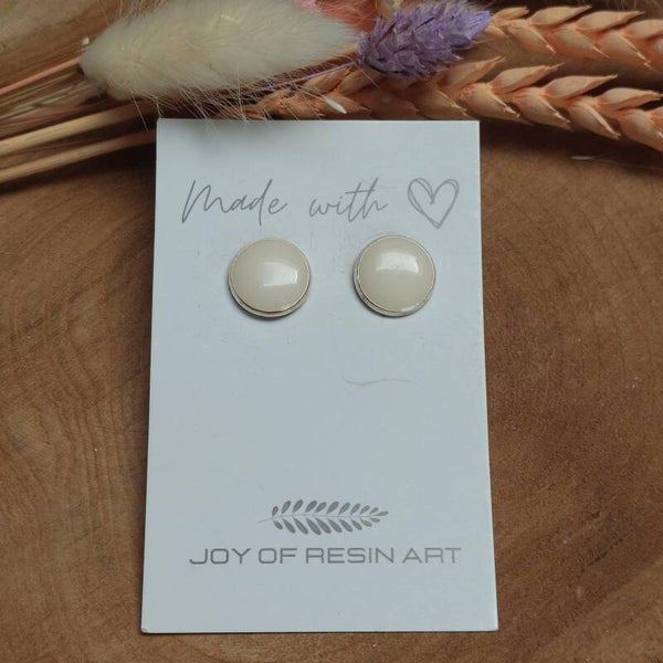 Oorstekers DOTTI zilver/wit