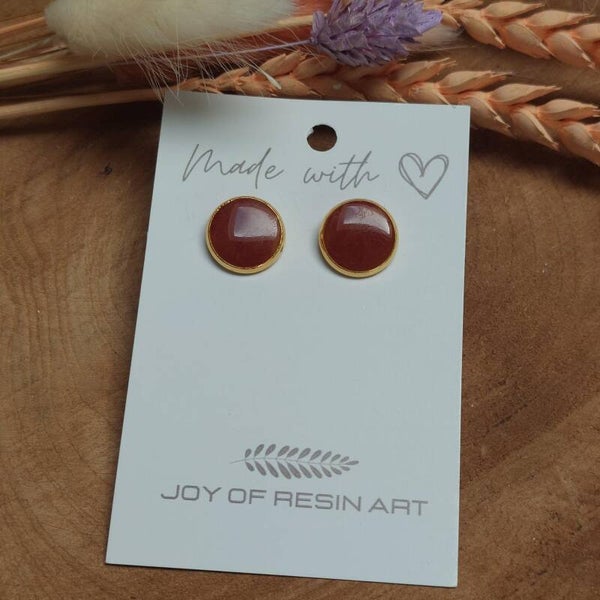 Oorstekers DOTTI goud/wijnrood