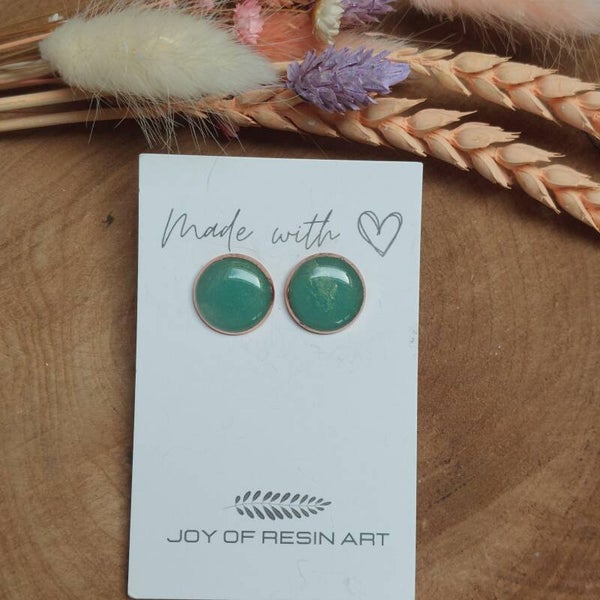 Oorstekers DOTTI rosegold/emerald