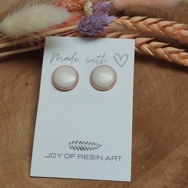 Oorstekers DOTTI rosegold/wit