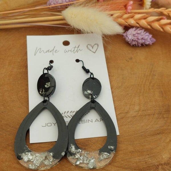 Oorhangers SOLI Black Silver 2