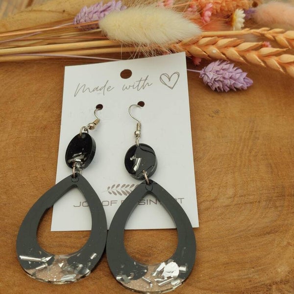 Oorhangers SOLI Black Silver