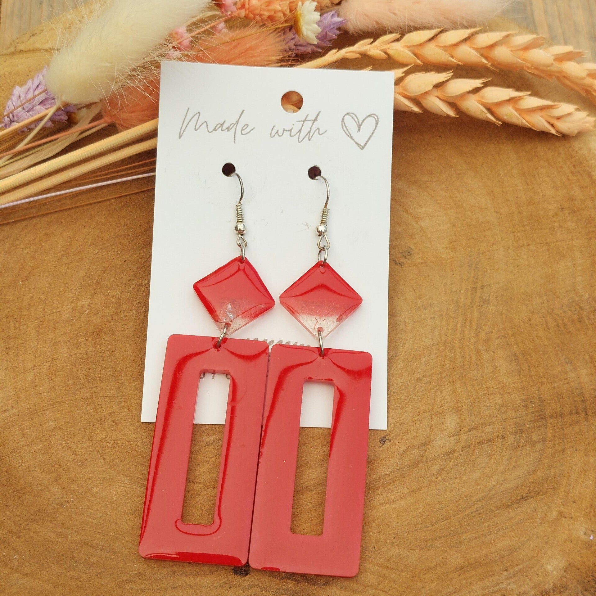 Oorhangers LOUX Red Silver